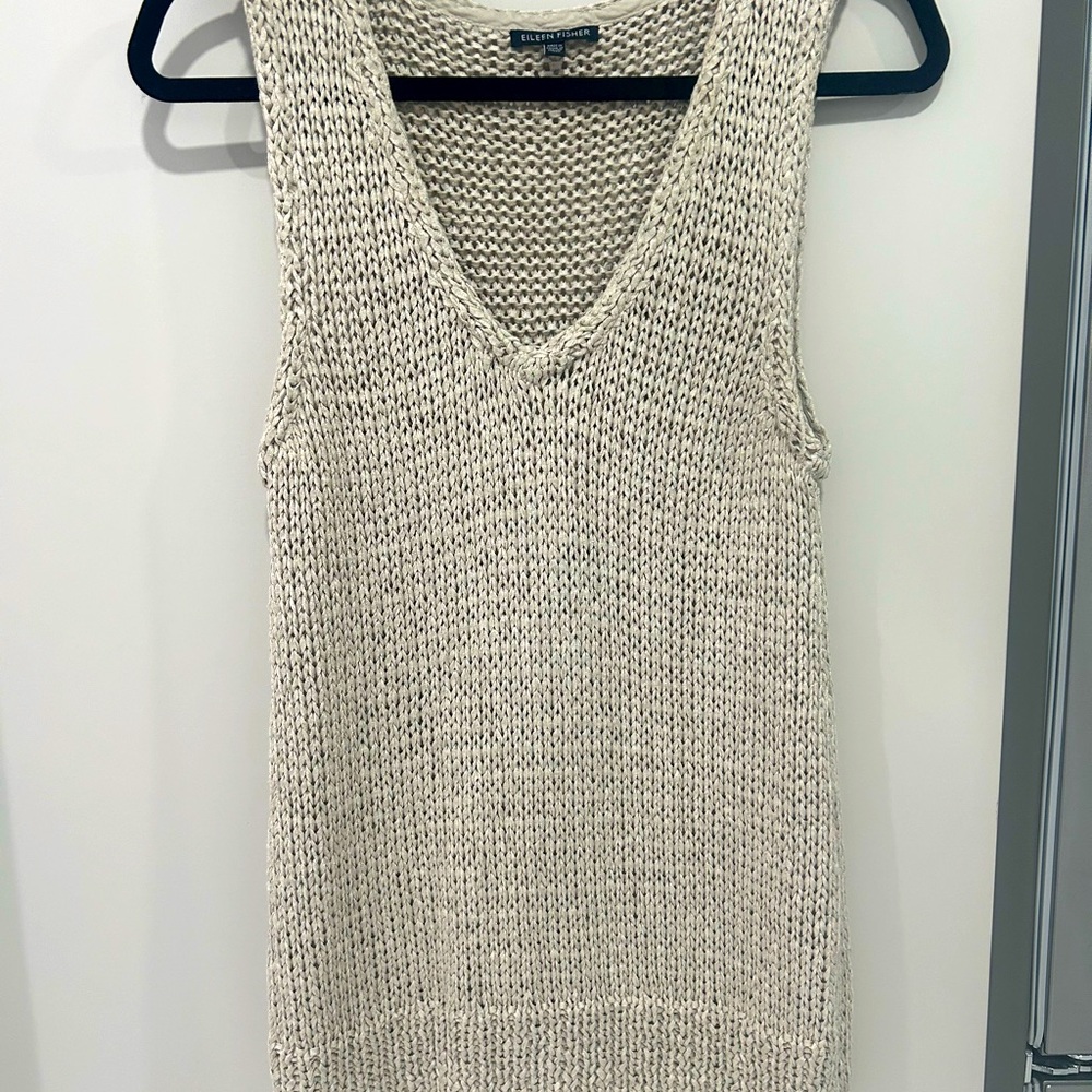 Women’s knit tank top beige cream Eileen fisher XL